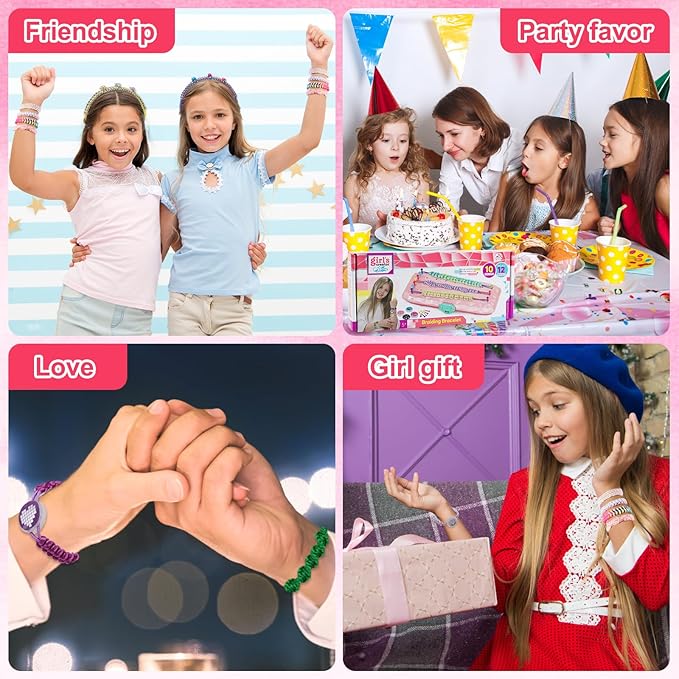 Motiloo Friendship Bracelet Making Kit - Toy for Ages 7-12 Girls - Birthday Gift - DIY String Maker Tool - Arts and Crafts - Kids Travel Activity Set - Perfect Present for Teen Girls