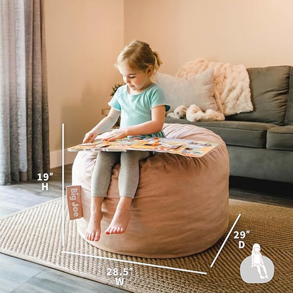 Big Joe Fuf Small Foam Filled Bean Bag Chair, Desert Rose Plush, Soft Polyester, 2 feet