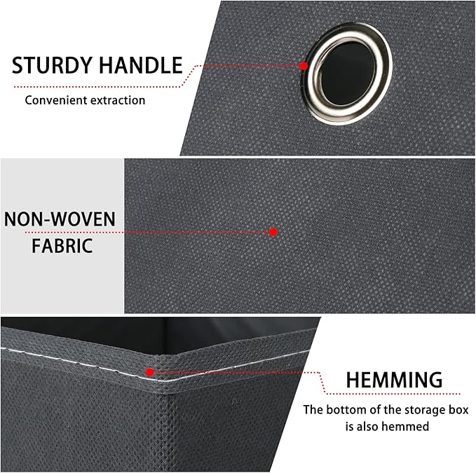 Foldable Storage Cubes Bins ,11 Inch Cloth Storage Cube Fabric Storage Box Cubes Organizer Baskets with Dual Handles for Home Organizer Set of 6 (Grey)