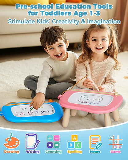 KOKODI Toddler Magnetic Drawing Board with Sturdy Legs, Large Colorful Mess Free Sketch Scribble Doodle Pad, Easter Birthday Gifts Toys for Boys Kids Preschooler Age 18 Month to 1 2 3 Years Old