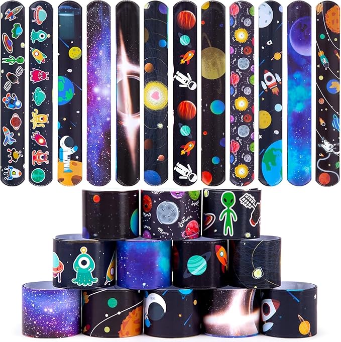 36 Pcs Space Slap Bracelets Party Favors, Wristbands with UFO Astronaut Space Stars Pattern Party Favors Supplies for kids&teens Gifts Teacher Classroom School Favors Prizes