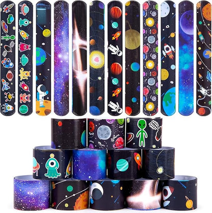 36 Pcs Space Slap Bracelets Party Favors, Wristbands with UFO Astronaut Space Stars Pattern Party Favors Supplies for kids&teens Gifts Teacher Classroom School Favors Prizes