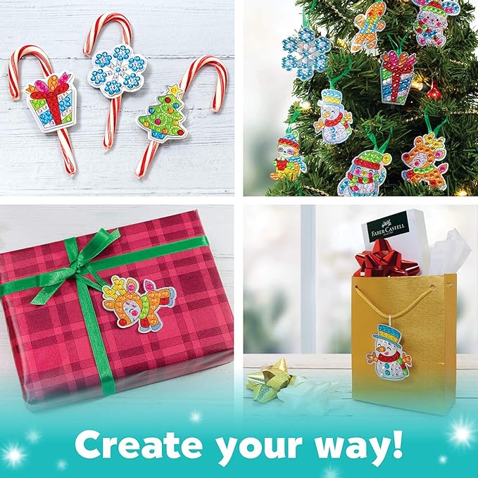 Creativity for Kids Big Gem Diamond Painting Kit: Holiday Stickers and Suncatchers - Diamond Painting Kits and Christmas Gifts, Christmas Crafts for Girls and Boys, Kids Gifts for Ages 6-8+