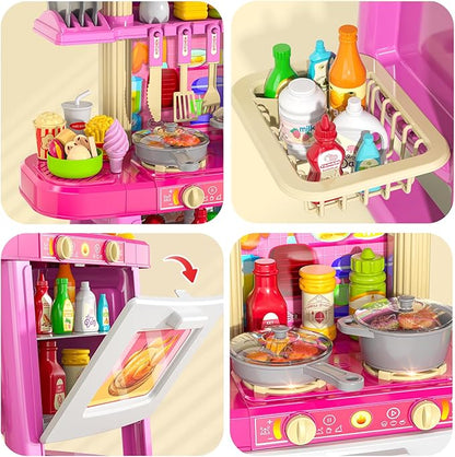 Pretend Food Kitchen Toys for Kids Age 3 4 5 6 7 8 - Girls Toys Play Kitchen with Toy Accessories for Girls, Play Dishes, Cooking Toys for Kids Ages 3-5, Gifts Toys for Girls (Medium)