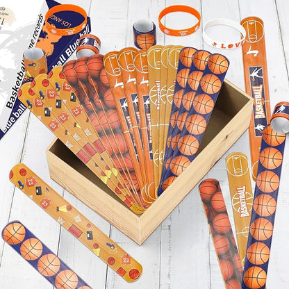 40 Pieces Basketball Party Favors, Basketball Silicone Wristbands Basketball Toy Bracelets for Basketball Game Day Teens Birthday Basketball Theme Party Basketball Team Awards Presents