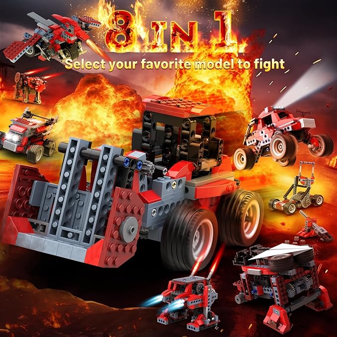 8 in 1 STEM Kits for Kids Age 6-8, DIY Electronic Monster Truck Building Kit, STEM Toys for Boys Craft Projects 8-10, Build Robot DIY Activity for Ages 6 7 8 9 10 11 12 + Years