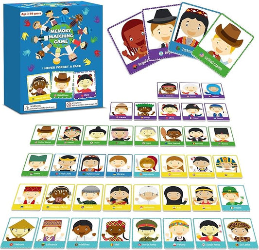 gisgfim 50 Pairs Memory Matching Game Never Forget a Face Concentration Memory Matching Games