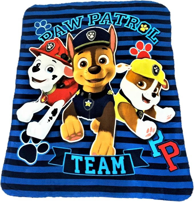 Paw Patrol Throw Blanket (Blue/Stripes, 40 inch x60)