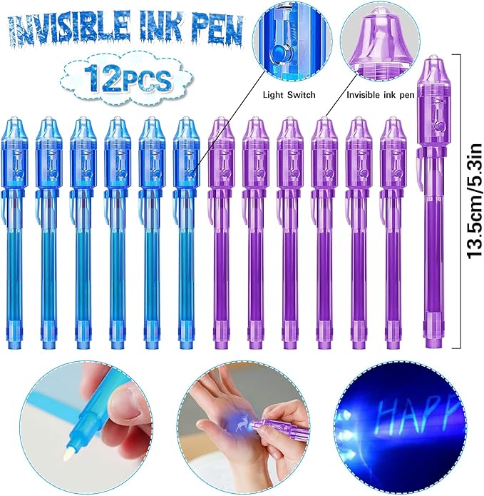 Snowflake Birthday Party Favors Supplies Kids Girl Winter Party Decorations Set Include 12 Invisible Ink Pen,12 Mini Notebook,12 Slap Bracelets,12 Silicone Keychains, 12 Stampers,1 Snowflake Sticker
