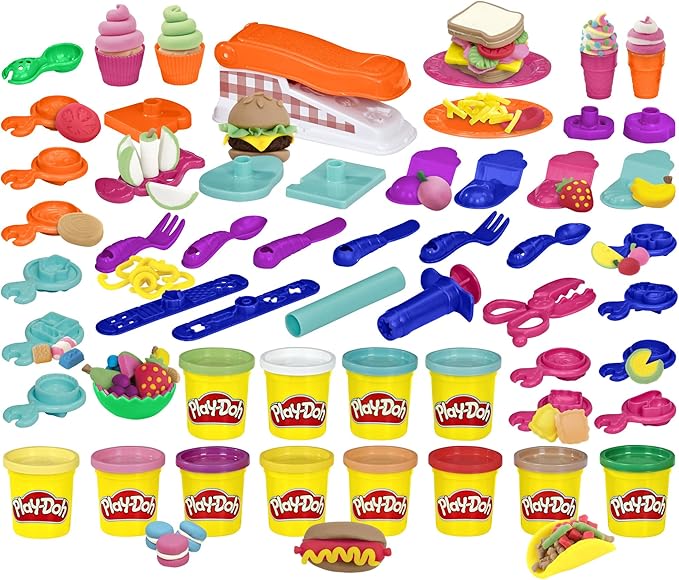 Play-Doh Kitchen Creations Fun Factory Playset, Arts and Crafts Toy for Kids 3 Years and Up with 12 Cans and 42 Tools (Amazon Exclusive)