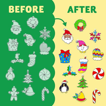 JOYIN Christmas 18 PCS Window Sun Catchers DIY Paint Art and Craft Kit, Make Your Own Window Clings for Christmas Holiday Decorations,Kids Art Project