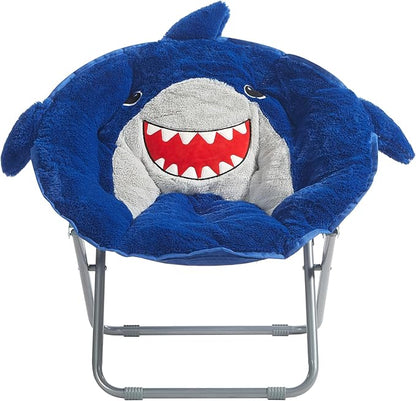 Heritage Kids Figural Shark Faux Fur 23" Folding Saucer™ Chair, Ages 3+