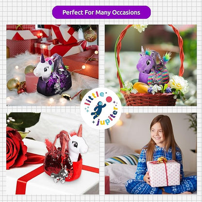 Little Jupiter Plush Pet Set w/Purse - Unicorn Stuffed Animals - Unicorn Stuffed Animals for Girls - Unicorn Plush - Stuffed Unicorns - Unicorn - Unicorn Gift for Age 4-7 yrs (White Red Unicorn)