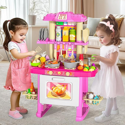 Pretend Food Kitchen Toys for Kids Age 3 4 5 6 7 8 - Girls Toys Play Kitchen with Toy Accessories for Girls, Play Dishes, Cooking Toys for Kids Ages 3-5, Gifts Toys for Girls (Medium)