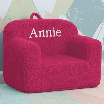 Delta Children Personalized Sherpa Cozee Chair - Customize with Name – Foam Kids Chair for Ages 18 Months and Up, Hot Pink