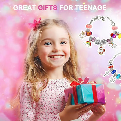 Redtwo Charm Bracelet Making Kit for Girls, Toys Jewelry Making Kit for Girls 8-12 Unicorn Gifts for Teen Girls Age 6-8, Arts and Crafts for Kids Ages 6 7 8 9 10 11 12 13 Birthday