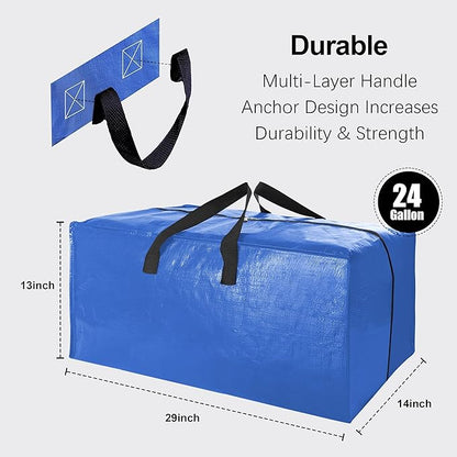 VELVETSURE 12 Pack Heavy Duty Extra Large Moving Bags W/Backpack Straps - Strong Handles & Zippers, Storage Totes For Space Saving, Fold Flat, Alternative to Moving Box and Storage Bin, Multicolor