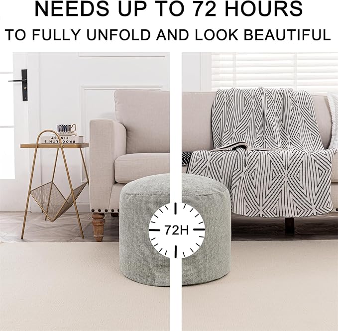 Sturdy Boucle Pouf Ottoman and Foot Rest Nice Living Room Decor Lightweight Ottoman Filler Comfort Pouf Cover Modern Foam Stuffed Poof Perfect to Rest Your Feet No Need Assemble Light Gray