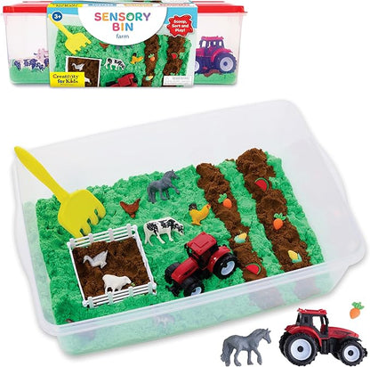 Creativity for Kids Sensory Bin: Farm | Calming, Screen-Free Play with Sand, Animals & Tools (Ages 3+)