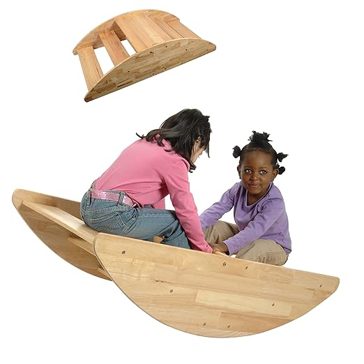 Constructive Playthings Wooden Rocking Boat for Children, Use as Playground Equipment, Daycare Furniture or for Home Use, Indoor and Outdoor Toddler Toys, Climbing Toy, Sits 4 Kids, 2 Years & Up