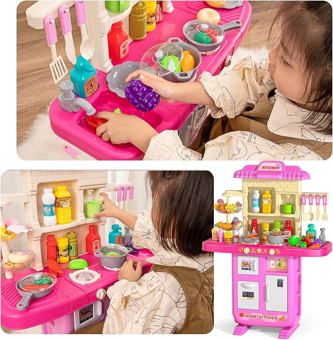 Pretend Play Kitchen Toy for Girls Age 3 4 5 6 7 8 - Toy Kitchen Accessories Food Toy for 3 4 5 6 Years Old Girls, Cutting Food Toy, Pretend Play for Toddlers 3-5, Girls Gifts Cooking Toys