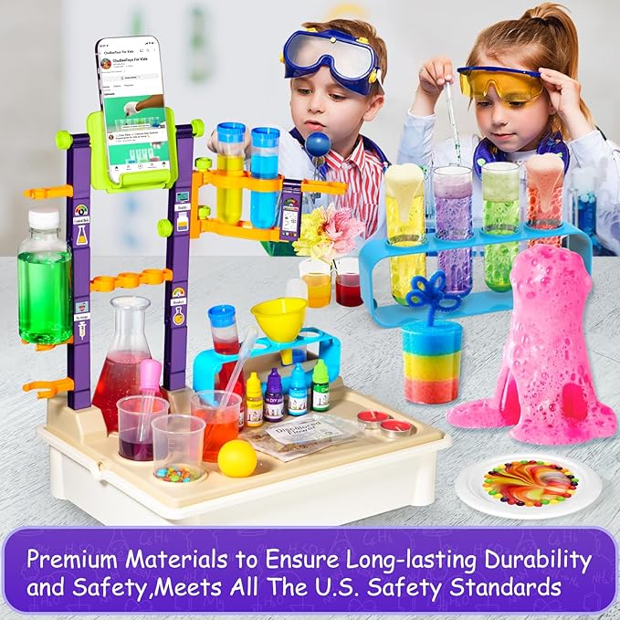 YouTube Video Tutorial 270 Science Kits Toys with Experiments Table, STEM Homeschooling Educational Lab, Scientific Chemistry Set, Ideal for Children Girl Boy