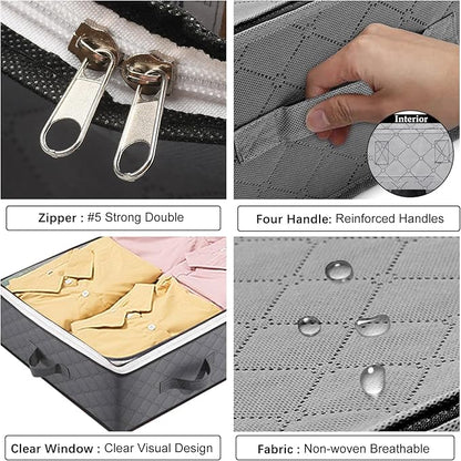 2 Pack Under Bed Storage, 90L Collapsible Closet Containers Organizers and Under Bed Storage Bins, Underbed Storage Bags for Wrapping Paper, Blanket, Towels, Clothes, Comforter, Sweaters, Linen Sheets