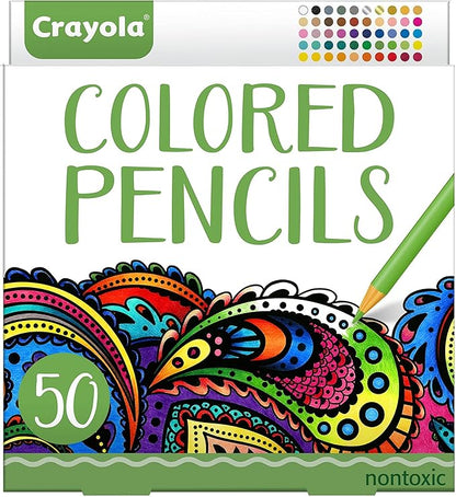 Crayola Colored Pencils For Adults (50ct), Colored Pencil Set for Adult Coloring Books, Coloring Set, Gift for Teens & Adults [Amazon Exclusive]