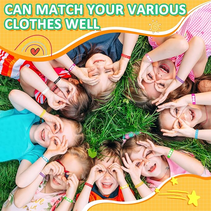 BBTO 100 Pcs 10 Colors Silicone Bracelets 8.3 Inch Adjustable Rubber Bracelets Bulk Cute Wristbands Bracelets with Holes for Shoe Party Birthday Gifts