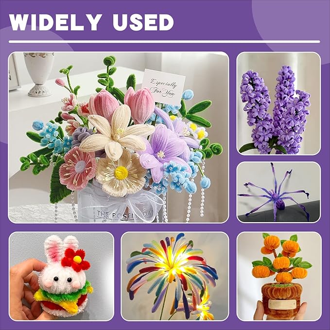 200 Pcs Pipe Cleaners Chenille Stems, Purple Pipe Cleaners, 11.8inch Long Craft Pipe Cleaner Bulk for Flowers Making, Mother’s Day DIY Art Crafts Decorations Supplies (Purple)