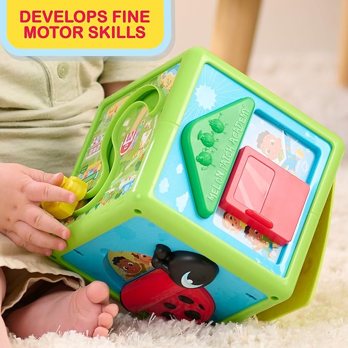 Just Play CoComelon 6-inch Busy Block, Educational and Early Learning Activity Cube, Kids Toys for Ages 06 Month