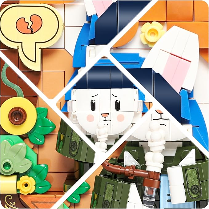 Cute 3D Painting Anime Toy Building Sets,Model Building Kits for Kids Adults,Rabbit self-Portrait Building Blocks Sets,Famous Art Sets Gifts for Kids(409 Pieces Bricks)