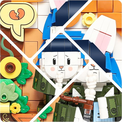 Cute 3D Painting Anime Toy Building Sets,Model Building Kits for Kids Adults,Rabbit self-Portrait Building Blocks Sets,Famous Art Sets Gifts for Kids(409 Pieces Bricks)
