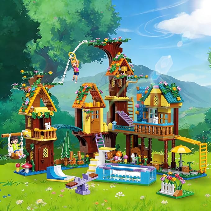 Tree House Building Set Compatible with Lego Friend, 947 PCS Adventure Camp Building Toy, Forest House Building Kit Birthday Gift for Adult Age 14+ Years
