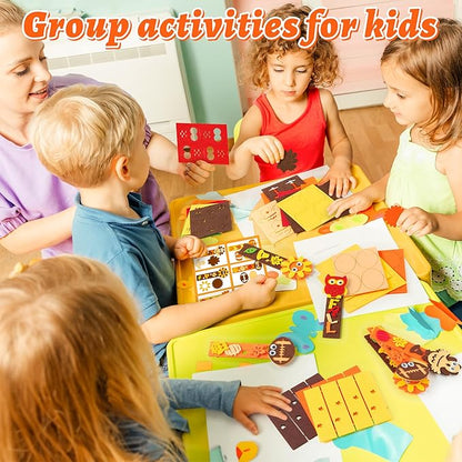 HubirdSall 24 Pack Fall Felt Bookmark Craft Kit, Make Your Own Thanksgiving Bookmarks with Football Turkey Pumpkin Owl Sunflower DIY Birthday Party Gift for Kids School Classroom Prize Art Activities