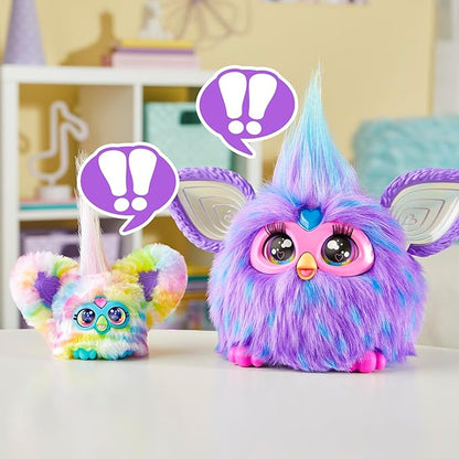 Furby Furblets Zee-Bah Mini Friend, Electronic Plush Toys for Girls & Boys, Rainbow Zebra, Speaks Furbish & Plays Music, Series 5, Easter Basket Stuffers, Ages 6+