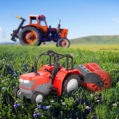 Driven Farm Tractor Toy with Detachable Rotary Hoe & Realistic Engine Sounds - Light-Up Headlights & Interactive Features - Educational Vehicle Toys for 3 Year Old Boys - Batteries Included