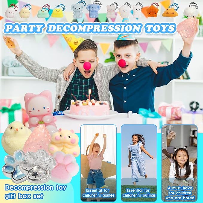 19pcs Squishy Pack,Fidget Toys Kit,Include taba Squishies Party Favors for Kids 4-8 8-12 Treasure Box Toys for Classroom Birthday Xmas Gifts for Girls Boys Goodie Bag Stocking Stuffers for Teens