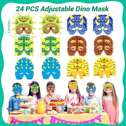 INNOCHEER Dinosaur Party Favors, Dinosaur Birthday Decorations 24 Pack Dinosaur Party Supplies Dinosaur Party Decorations, Dinosaur Goodie Bags for Birthday Party Favors for Kids 3-5 4-8 8-12 Dino