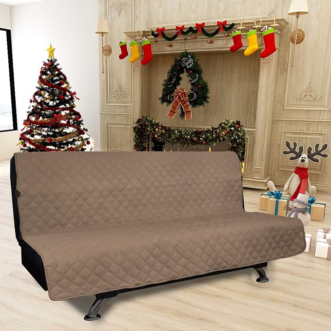 Easy-Going Sofa Slipcover Futon Cover Waterproof Couch Cover Furniture Protector Cover Pets Covers Whole Fabric No Stitching Non-Slip Fabric Pets Kids Children Dog Cat (Futon, Camel)