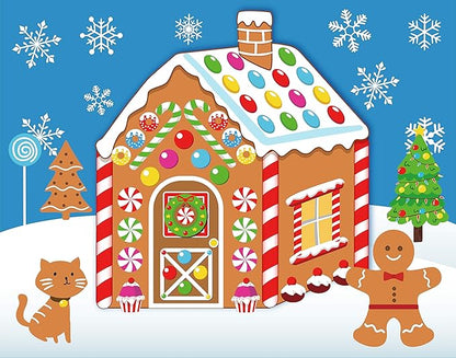 32PCS Make-a-Gingerbread House Stickers for Kids - Christmas Party Game/Craft/Activity/Favor/Supplies - 16 Finished Products