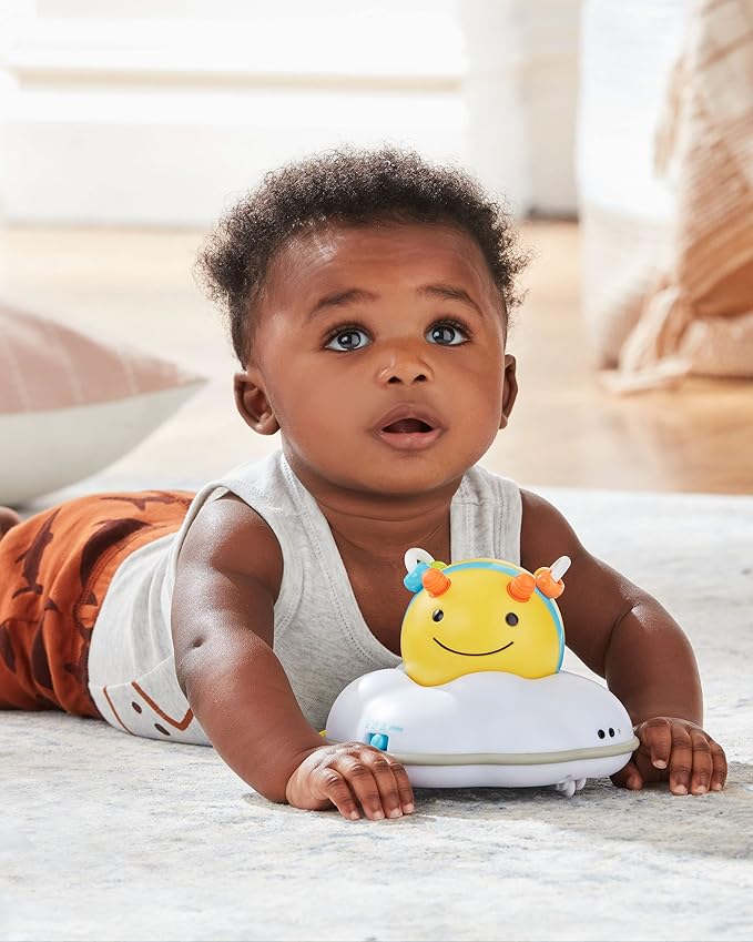 Skip Hop Baby Follow-Me Bee Tummy Time Crawl Toy 3-Stage Infant Sensory Development with Lights Sounds and Music Explore & More Age 5m+