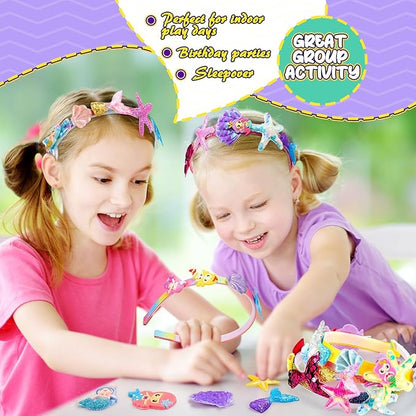 Hair Accessories for Girls,Headband Making Kit Arts and Crafts for Kids Ages 4-6 6-8 8-12,Girls Toys Hair Accessories Set for 4 5 6 7 8 9 Year Old Girl Birthday Gifts