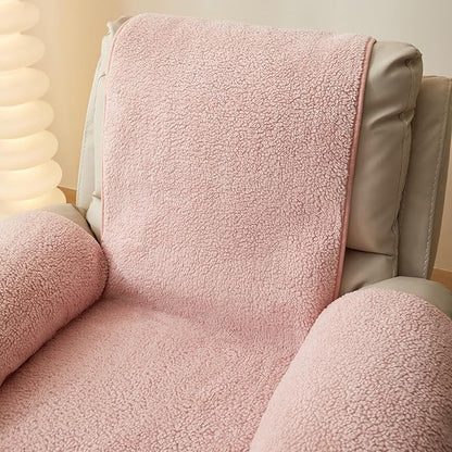 vctops Sherpa Fleece Recliner Chair Cover Super Soft Warm Plush Sofa Slipcover Furniture Protector Non Slip Washable Reclining Chair Cover for Kids, Pets (Pink,30"x91")