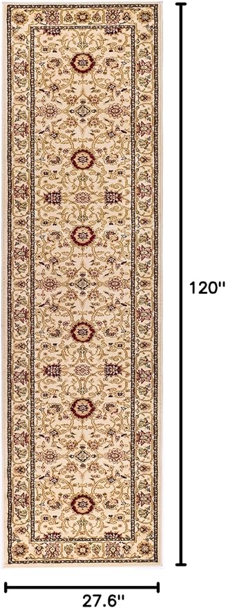 SAFAVIEH Lyndhurst Collection Runner Rug - 2'3" x 10', Ivory & Ivory, Traditional Oriental Design, Non-Shedding & Easy Care, Ideal for High Traffic Areas in Living Room, Bedroom (LNH212L)