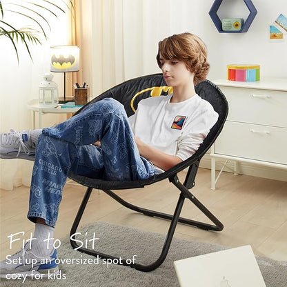 Idea Nuova Batman Folding Lounge and Gaming Saucer Chair, Polyester, 29" H x 32" W x 22" D, 16"D x 19"H, 14" from floor