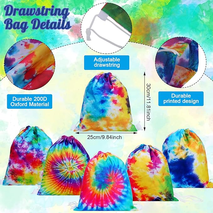 CHENGU 36 Pcs Tie Dye Camouflage Party Kit Camo Drawstring Bag Bulk Camouflage Military Rubber Keychain Silicone Camo Bracelet for Adult Kid Travel Paintball Camping Birthday Party Supplies (Tie Dye)