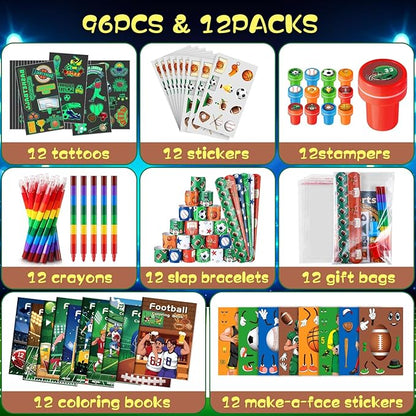 BenLouis 96Pcs Sports Party Favors Football Basketball Soccer Baseball Party Coloring Books Set Bulk for Kids Sports Themed Party Team Gift Goodie Bag Fillers School Classroom games Rewards