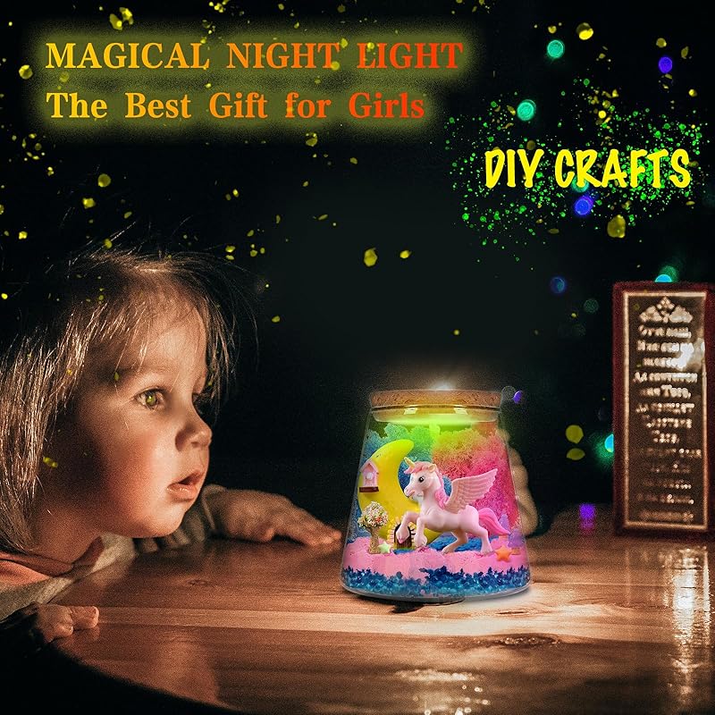 Buy 1 Get 2, Unicorn Terrarium Kit, Mermaid kit for Girls, Arts Craft Kit, Light Up Terrarium DIY Project, Toy for Ages 4-12 Kids, Remote Control LED