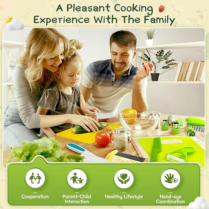 15 Pieces Kids Safe Knife Set for Real Cooking Child-Friendly Plastic Chef Tools Montessori Kitchen Toys for Toddlers with Bright Colors Gifts for Boys and Girls